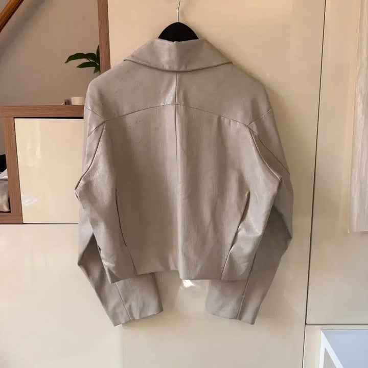 [BUNJANG] Leather Jacket Ivory / 레더 자켓 아이보리