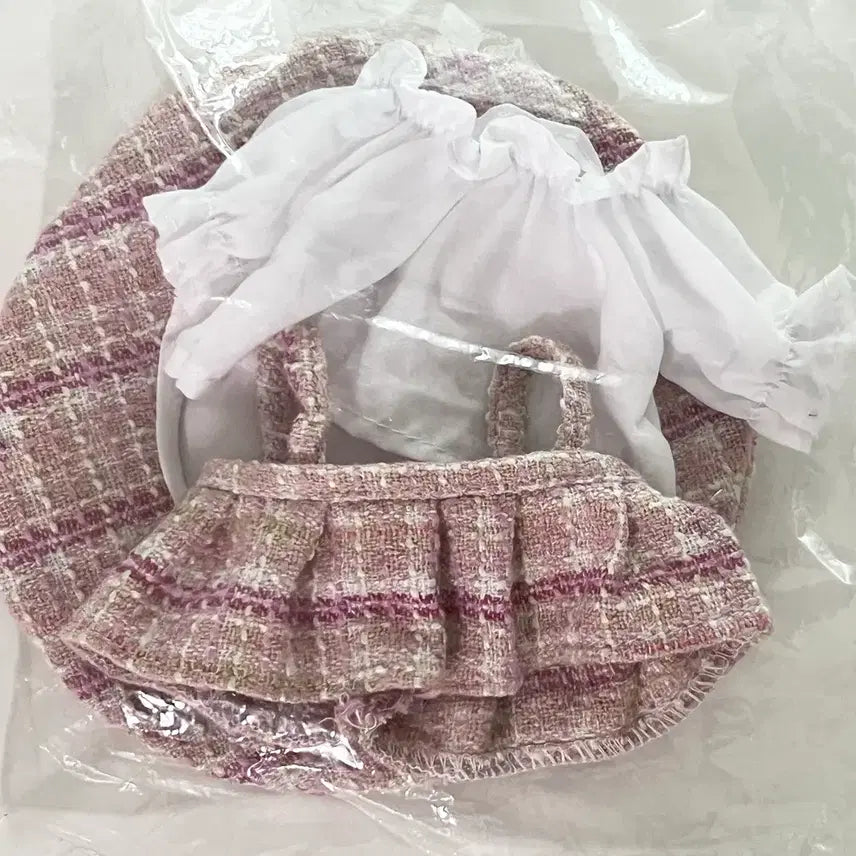 [BUNJANG] 20cm Doll Clothes Set (Tweed Overalls Dress, Hat, Blouse) / 인형옷20cm 저렴하게 팔아요
