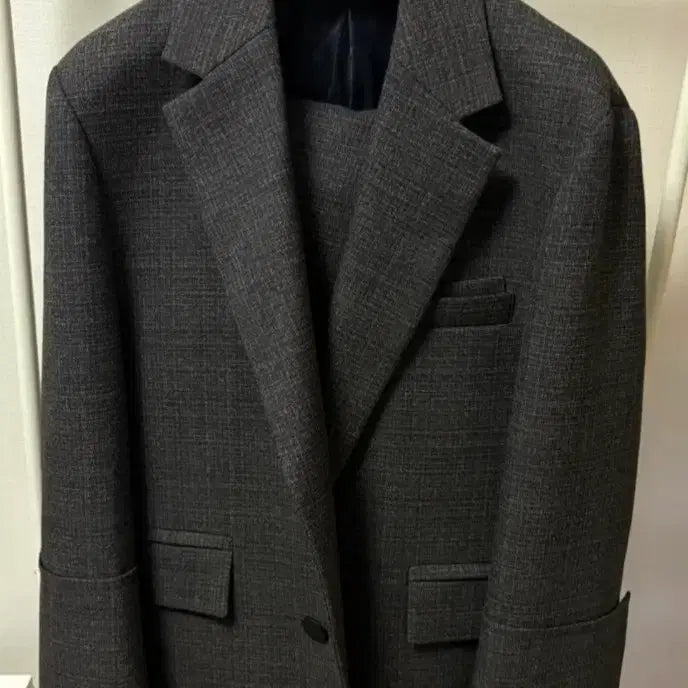 [BUNJANG] Wooyoungmi 22FW Double Grey Setup Jacket and Pants Set / 우영미 22fw 더블 그레이 셋업 46/50