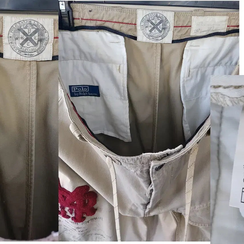 [BUNJANG] Polo Ralph Lauren 90s Vintage Patch Cargo Pants / 폴로랄프로렌 90s빈티지 36/38 아플리케패치 반카고 팬츠. BG.