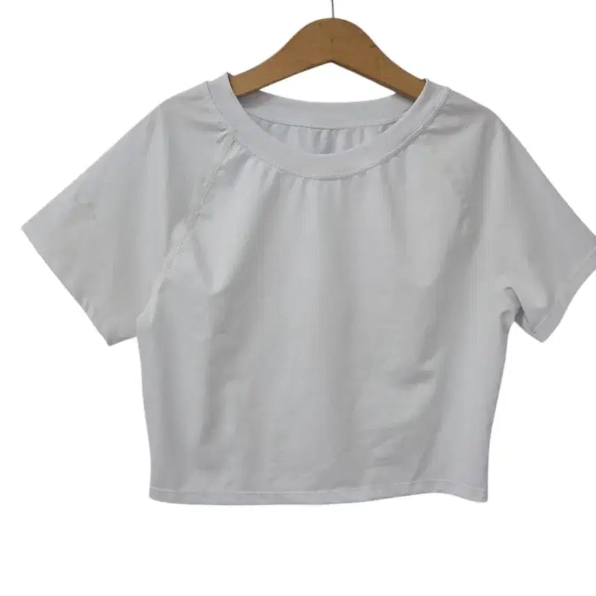 [BUNJANG] URVITY Cropped Short Sleeve T-Shirt White/Gray / 크롭 반팔 티셔츠 흰색/회색