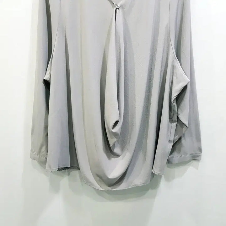 [SOLD OUT] 빈티지 브이넥 루즈핏 박시 오피스룩 긴팔 롱 블라우스 여F Q298