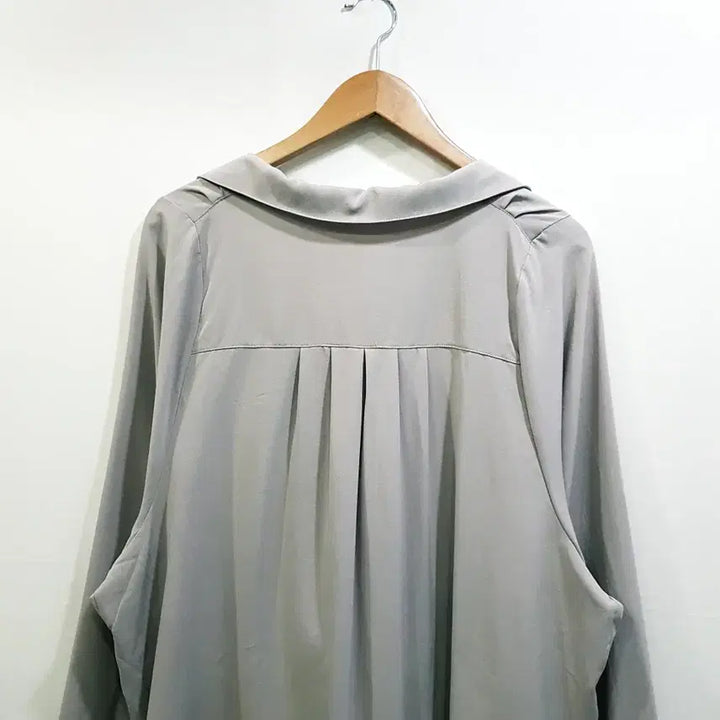 [SOLD OUT] 빈티지 브이넥 루즈핏 박시 오피스룩 긴팔 롱 블라우스 여F Q298