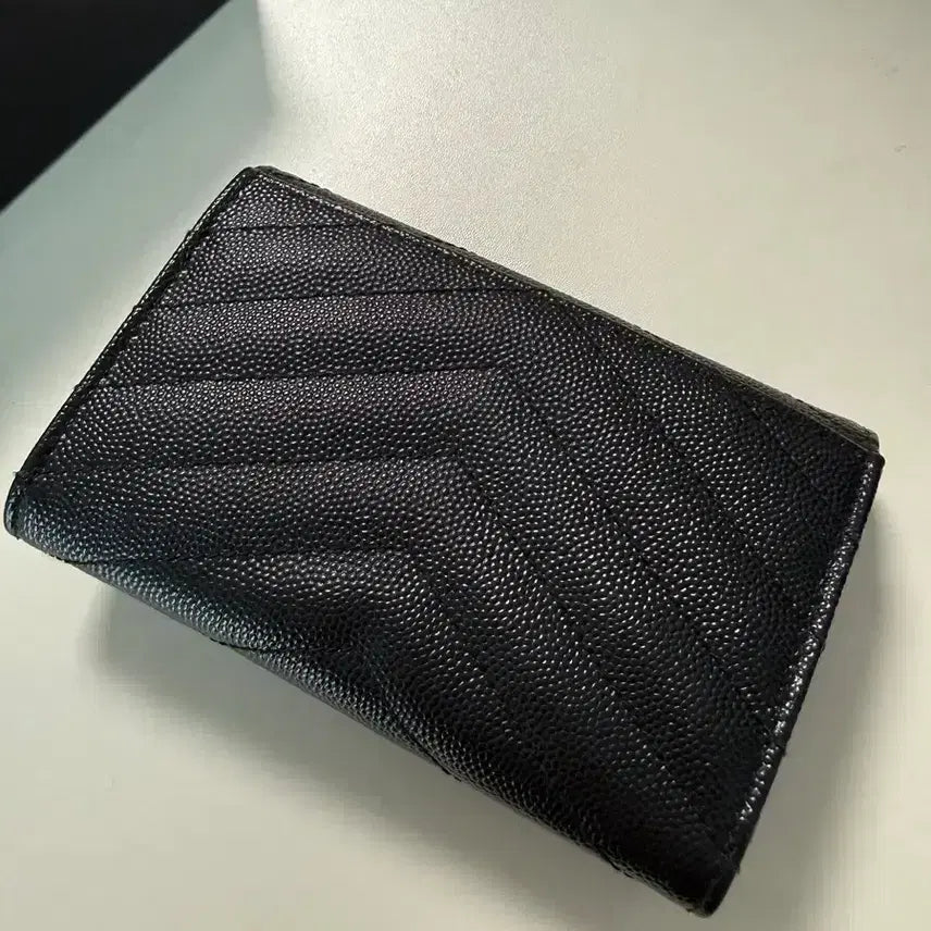 [BUNJANG] Saint Laurent Matelassé Card Wallet Black Gold / 생로랑 마틀라세 반지갑 카드지갑 블랙 금장