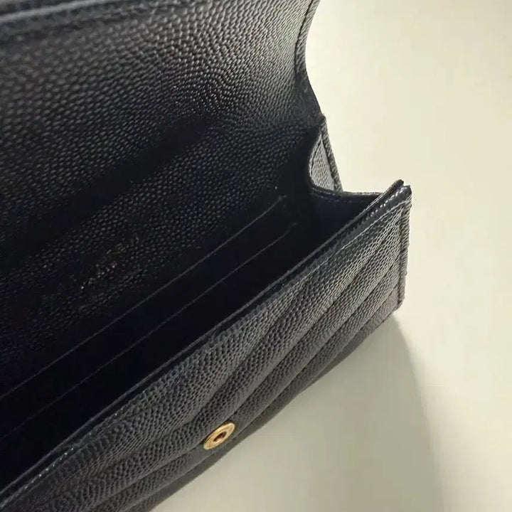 [BUNJANG] Saint Laurent Matelassé Card Wallet Black Gold / 생로랑 마틀라세 반지갑 카드지갑 블랙 금장