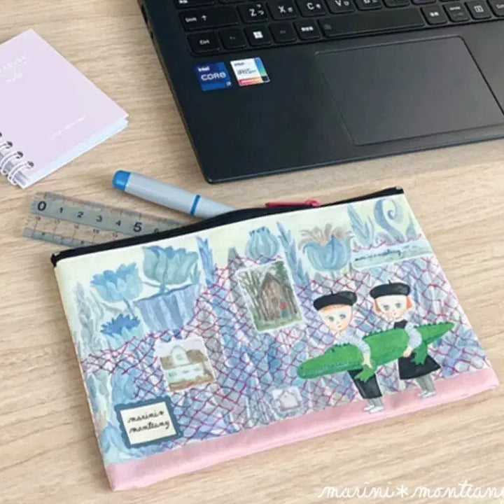[BUNJANG] ECUTE MM Border Pen Pouch / 에꾸뜨 MM 펜파우치 83238 보더