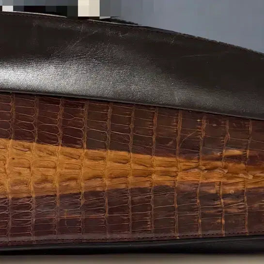 [BUNJANG] Lotte Genuine Crocodile Leather Clutch Bag Brown / Lotte 악어 가죽 브라운 클러치백 정품