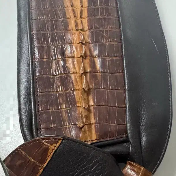 [BUNJANG] Lotte Genuine Crocodile Leather Clutch Bag Brown / Lotte 악어 가죽 브라운 클러치백 정품