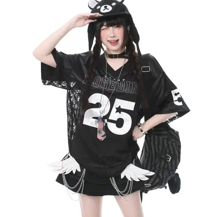 [BUNJANG] Glossy Y2K Boxy T-Shirt / [2컬러] 글로시 박스티셔츠 y2k 반팔티 박스티 반팔티셔츠 매쉬 메쉬