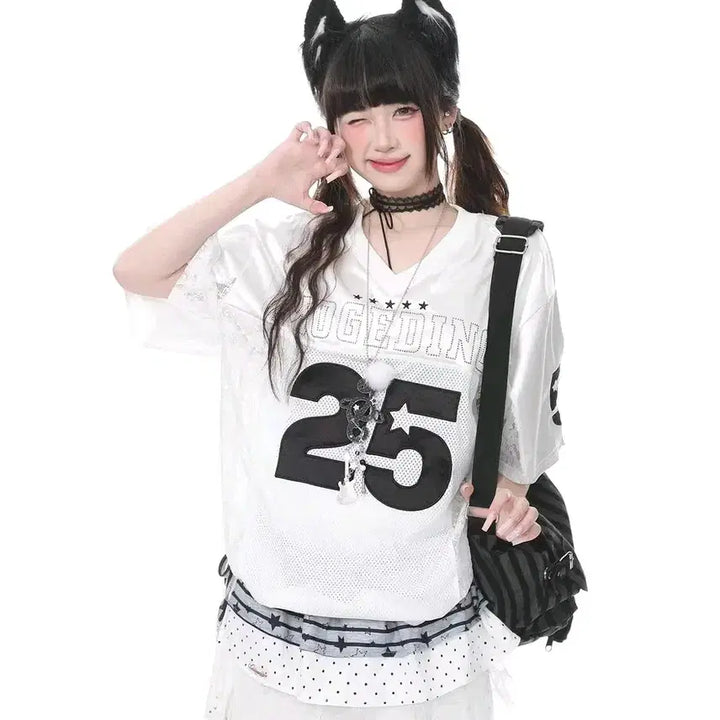 [BUNJANG] Glossy Y2K Boxy T-Shirt / [2컬러] 글로시 박스티셔츠 y2k 반팔티 박스티 반팔티셔츠 매쉬 메쉬