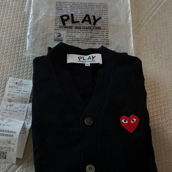 [BUNJANG] Comme des Garcons Play Black V-Neck Cardigan / [xs] 꼼데가르송 검정 가디건 브이넥 플레이 라인 play