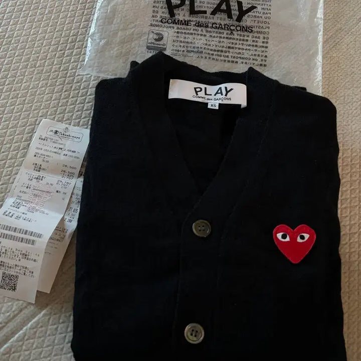 [BUNJANG] Comme des Garcons Play Black V-Neck Cardigan / [xs] 꼼데가르송 검정 가디건 브이넥 플레이 라인 play