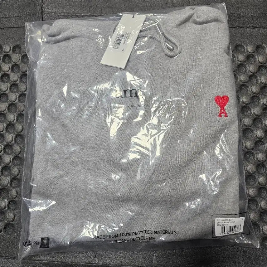 [BUNJANG] AMi Small Heart Logo Hoodie Gray L / 아미 스몰 하트 로고 후드티 그레이L