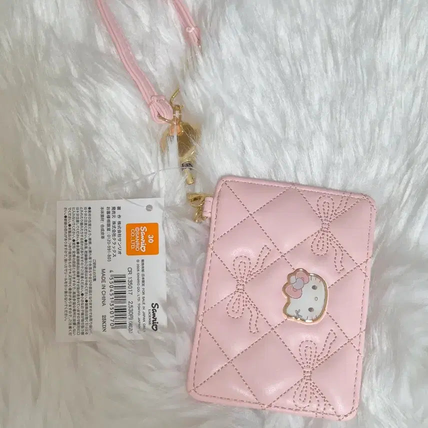 [BUNJANG] Kitty Pink Card Wallet with Lanyard / 키티 핑크 카드지갑 릴패스