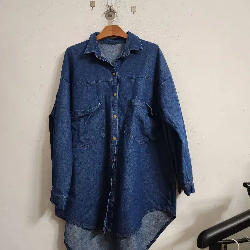 [BUNJANG] Long Denim Shirt Dress / 롱 데님 셔츠 원피스 청남방
