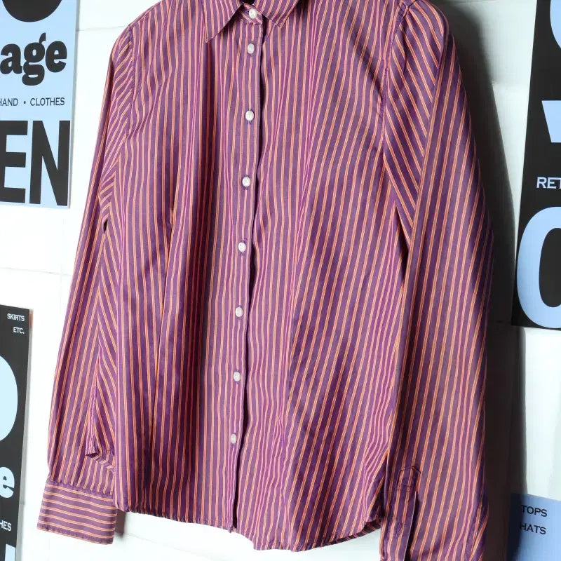 [BUNJANG] Hazzys Striped Pastel Shirt / W(S-M) 헤지스 셔츠 남방 스트라이프 파스텔톤-17F9F