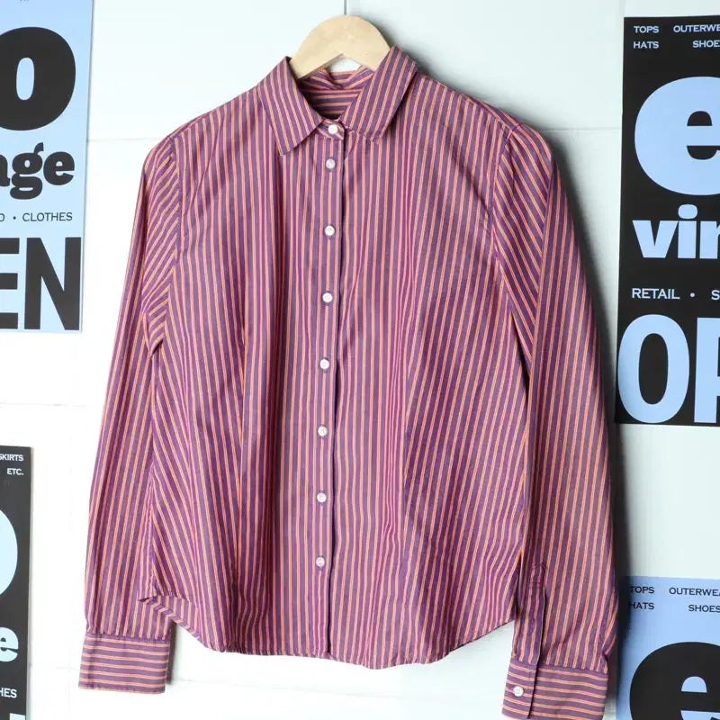 [BUNJANG] Hazzys Striped Pastel Shirt / W(S-M) 헤지스 셔츠 남방 스트라이프 파스텔톤-17F9F