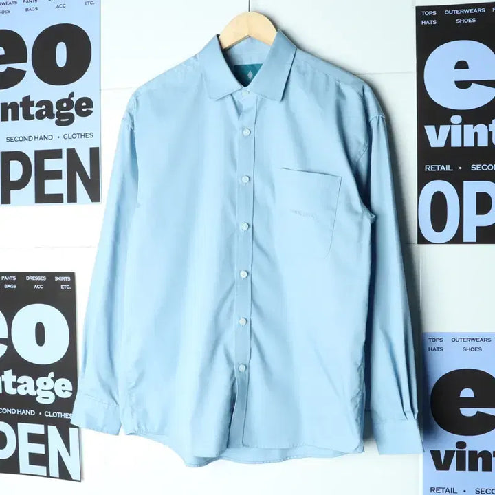 [BUNJANG] Diamond Leira Oversized Shirt / (M-XL) 다이아몬드 레이라 셔츠 남방 블루 박시 무지-17FA5