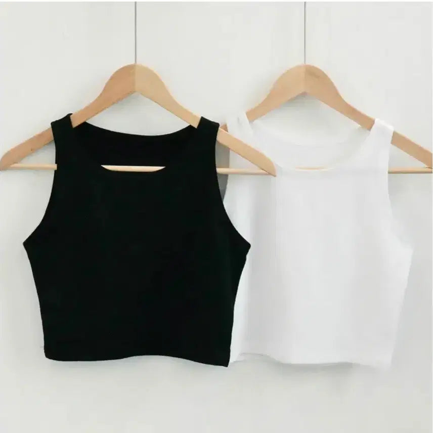 [SOLD OUT] 룸제이 크롭 나시 화이트 블랙 일괄