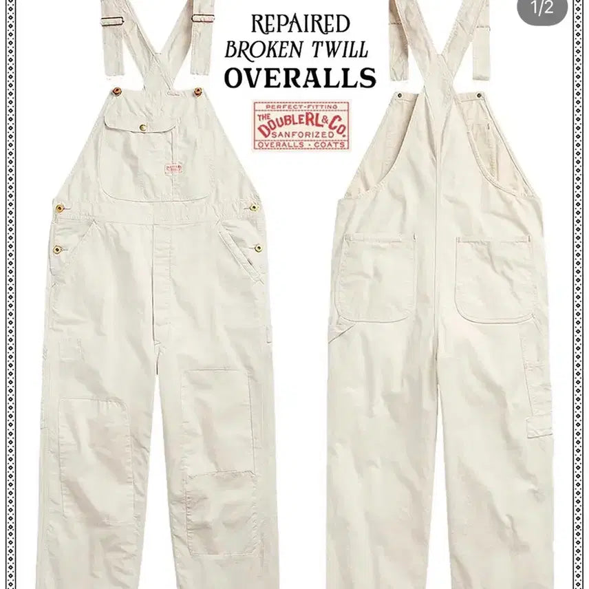 [BUNJANG] RRL Repair Detailed Hand-Painted Ecru Overalls / RRL 오버롤