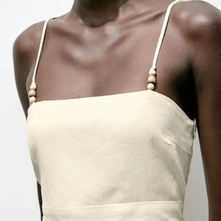 [BUNJANG] ZARA Linen Long Dress - Cream Color S Size / 자라 린넨 롱 원피스  휴가 휴양지 여신 원피스