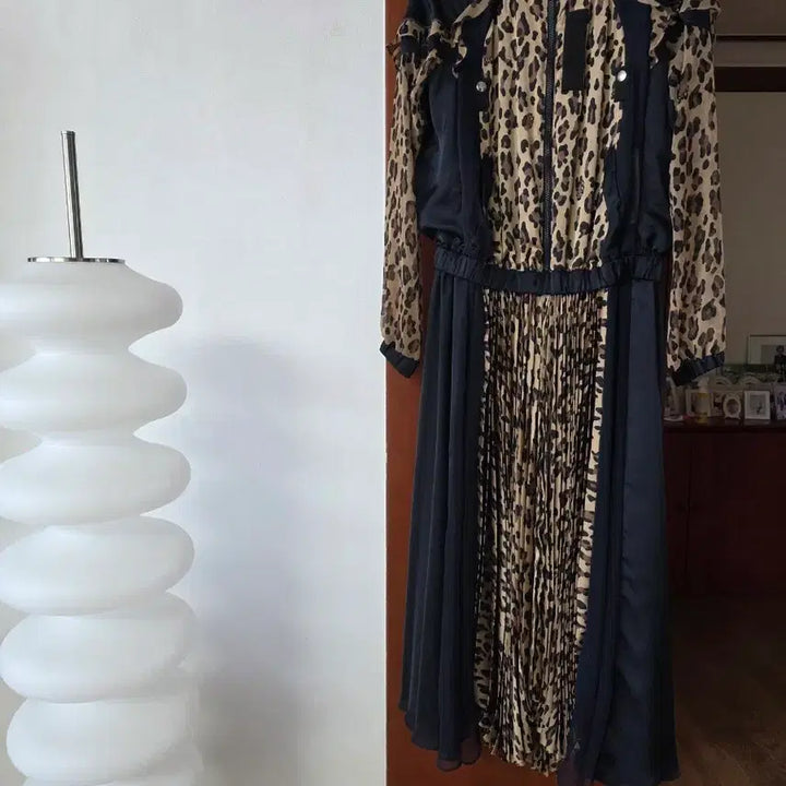 [BUNJANG] Sacai Leopard Pattern Long Dress / 사카이 블랙/레오파드 롱 원피스
