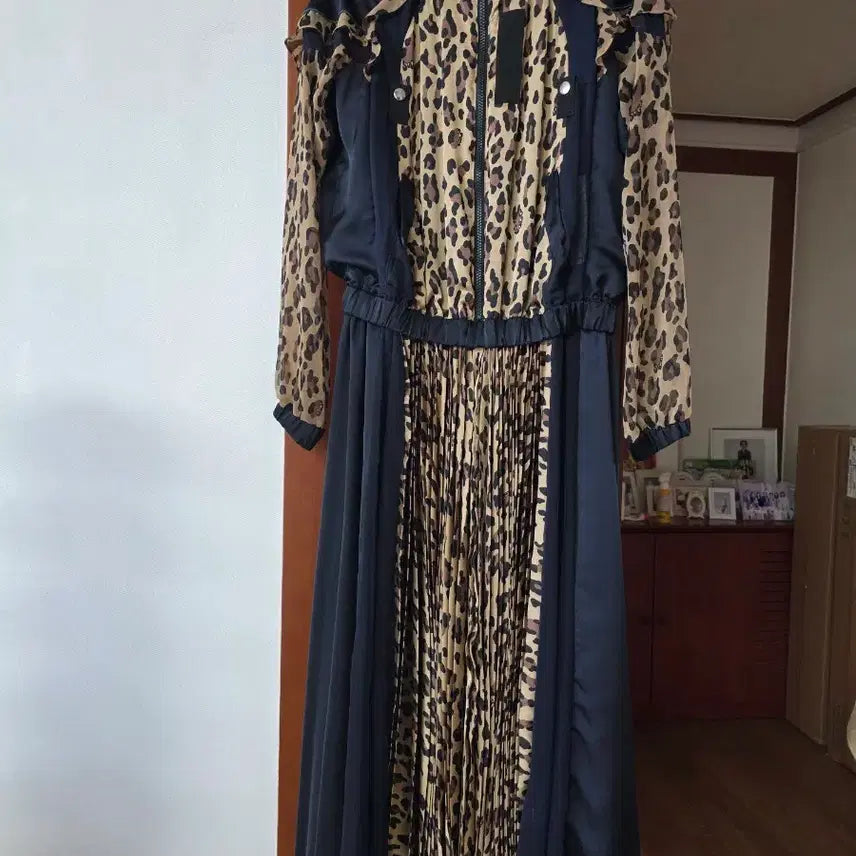 [BUNJANG] Sacai Leopard Pattern Long Dress / 사카이 블랙/레오파드 롱 원피스