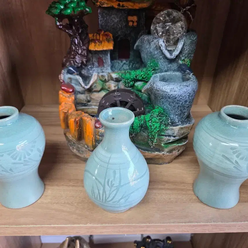 [BUNJANG] Celadon Porcelain Miniature Set / 미니 청자 도자기 3점