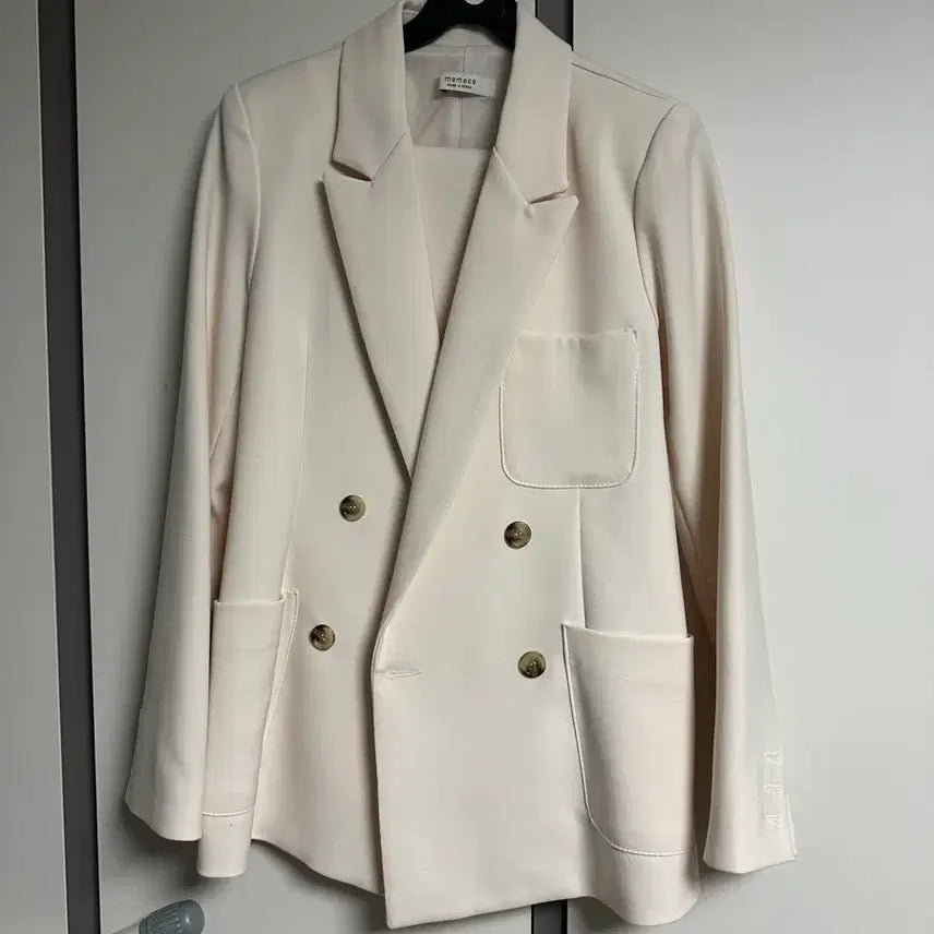 [BUNJANG] White Double-Breasted Suit Set (Jacket + Pants) / [웨딩촬영용] 화이트 더블 슈트 셋업 (자켓+팬츠 SET)
