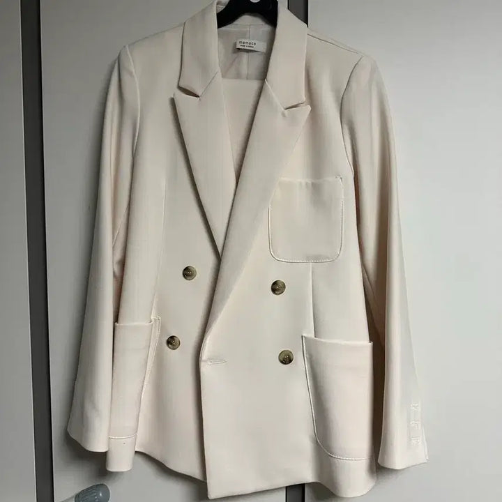 [BUNJANG] White Double-Breasted Suit Set (Jacket + Pants) / [웨딩촬영용] 화이트 더블 슈트 셋업 (자켓+팬츠 SET)