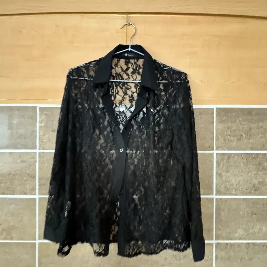 [BUNJANG] Black Lace Blouse Shirt / 블랙 레이스 블라우스 셔츠