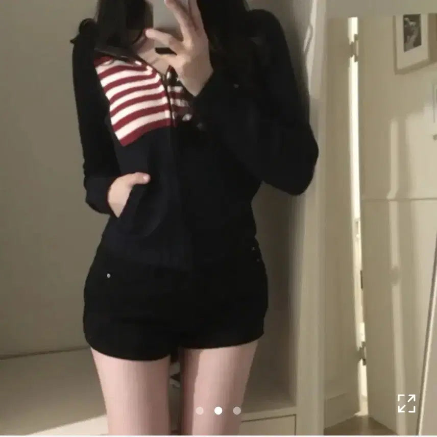 [BUNJANG] American Flag Knit Hooded Zip-up / 성조기 니트 후드집업