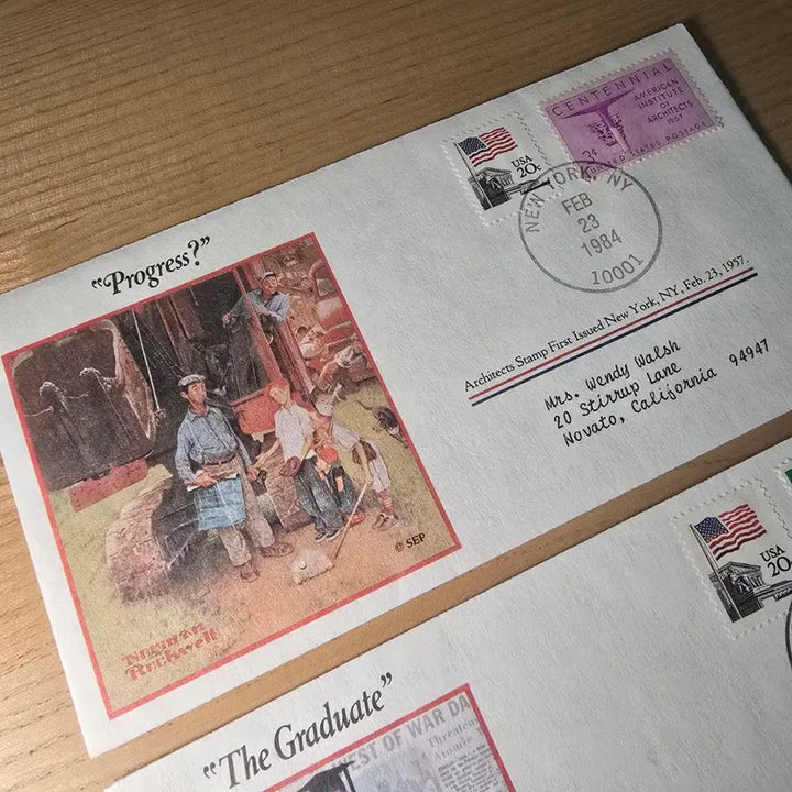 [BUNJANG] Vintage Envelopes (4) with Norman Rockwell Illustrations / 빈티지 초일봉투 4개