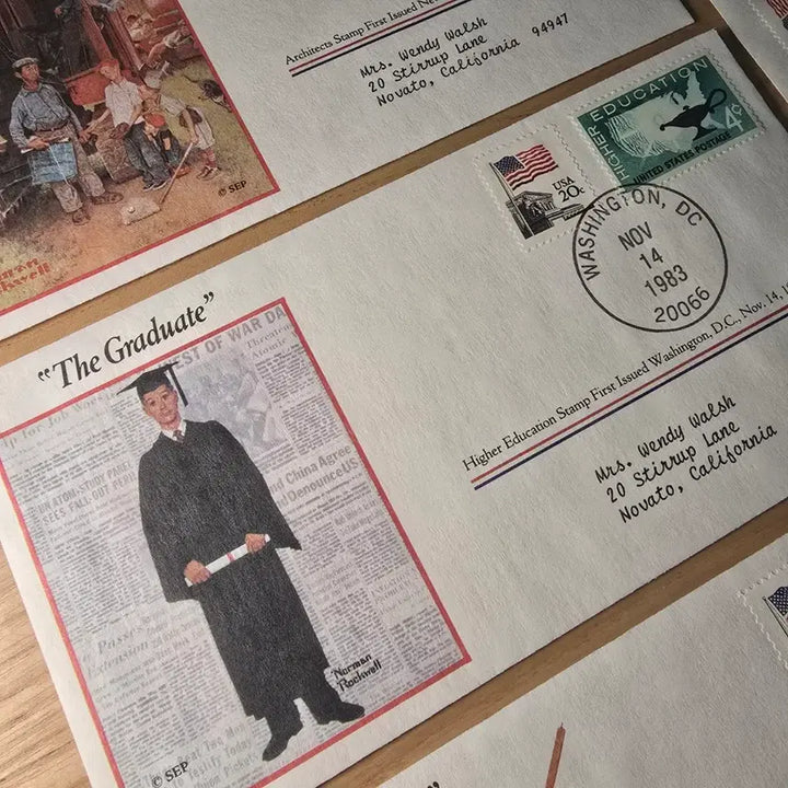 [BUNJANG] Vintage Envelopes (4) with Norman Rockwell Illustrations / 빈티지 초일봉투 4개