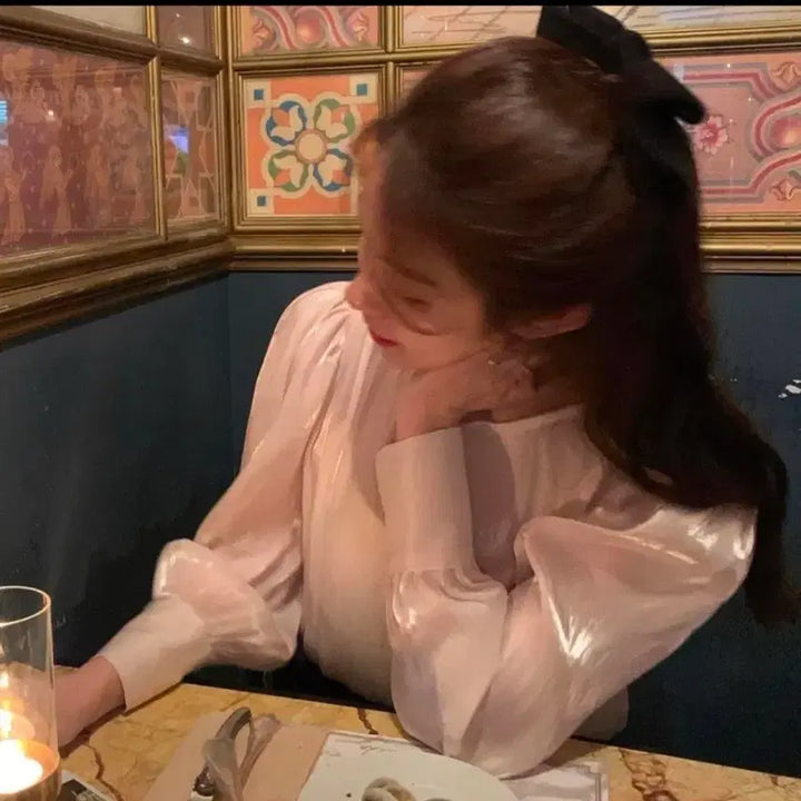 [BUNJANG] 핑크 글로시 블라우스 / 핑크 글로시 블라우스