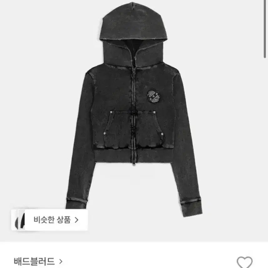 [BUNJANG] 배드블러드 러스티 데님 후드 집업 슬림핏- 블랙(교신가능) / 배드블러드 러스티 데님 후드 집업 슬림핏- 블랙(교신가능)