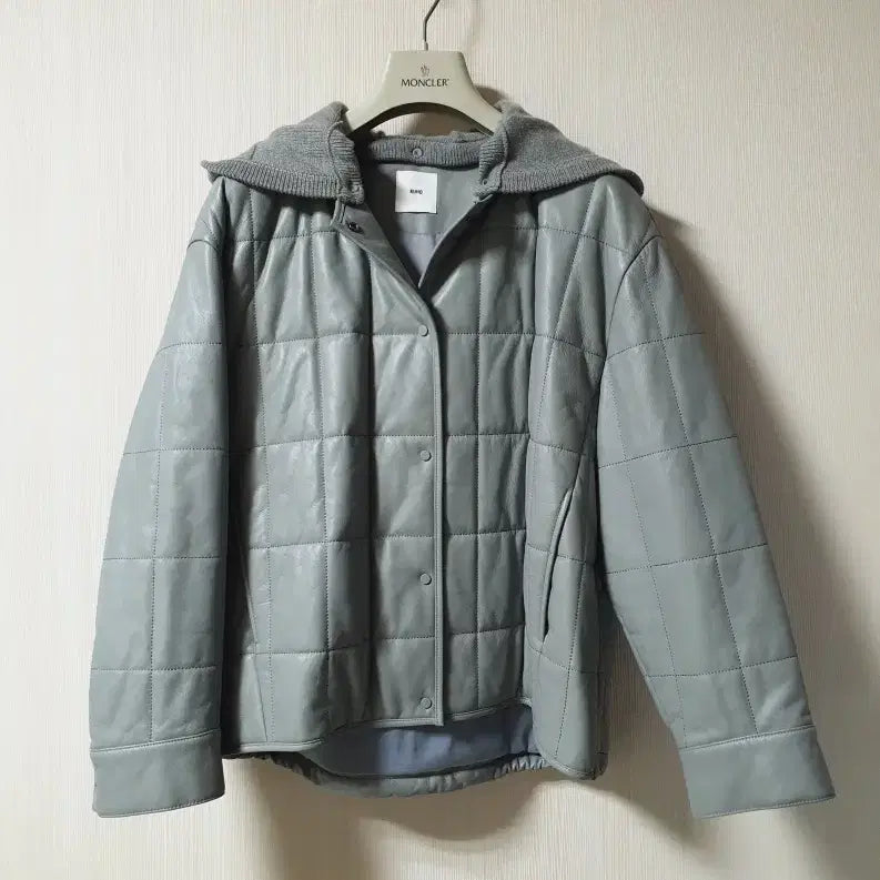[BUNJANG] KUHO Detachable Hood Quilted Lambskin Leather Jacket / 구호 kuho 디테처블 후드 누빔 양가죽 자켓 55 사이즈 정품