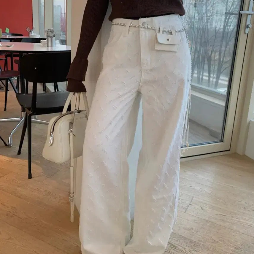 [BUNJANG] Bybeauty Tweed Denim Pants / 바이베이지 트위드데님팬츠