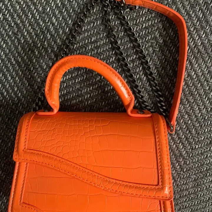 [BUNJANG] ZARA Orange Crocodile Pattern Mini Crossbody Bag / 자라 미니백