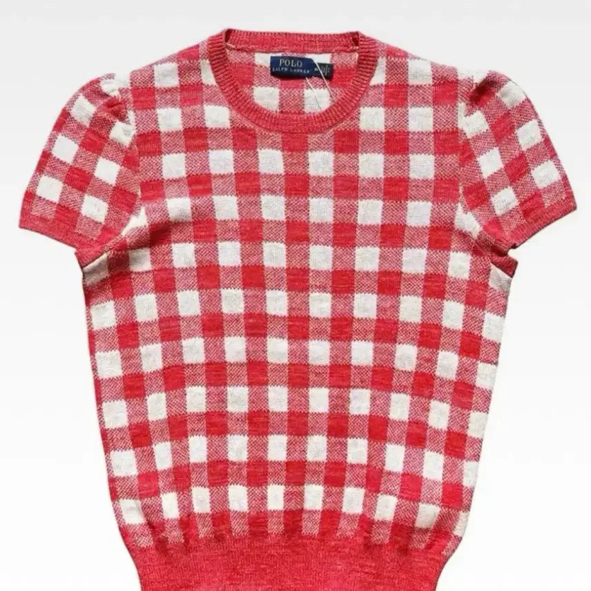[BUNJANG] Polo Ralph Lauren Check Knit Puff Sleeve Sweater / 폴로 랄프로렌 체크 니트