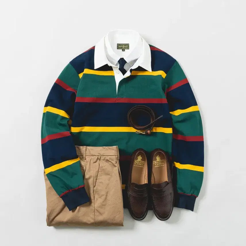[BUNJANG] Boogie Holiday Striped Long Sleeve Rugby Shirt (M) / 부기홀리데이 스트라이프 긴팔 럭비티 M
