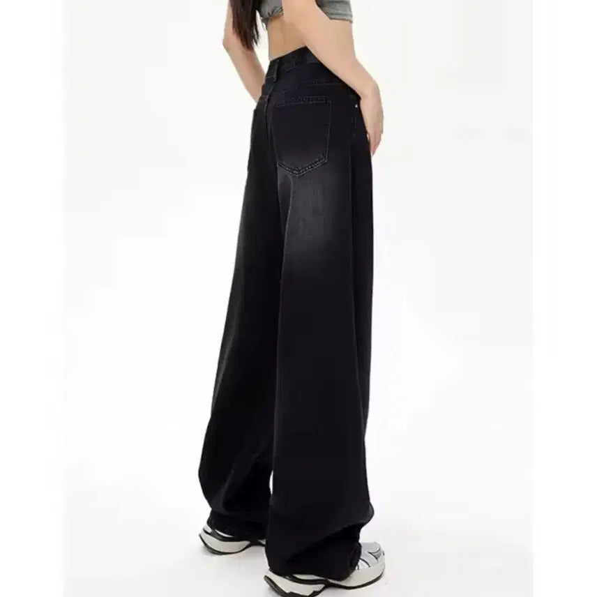 [BUNJANG] Retro Black High-Waist Denim Pants / 여성 레트로 블랙 하이웨스트 데님팬츠