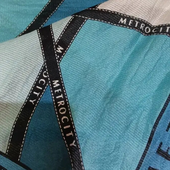 [BUNJANG] METROCITY Silk Scarf / 메트로시티 스카프 민트색 패턴