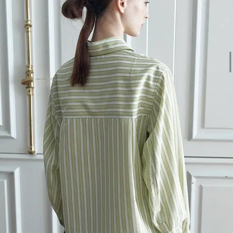[BUNJANG] HACIE Striped Crop Shirt / HACIE 스트라이프 크롭 셔츠 택포함 새상품