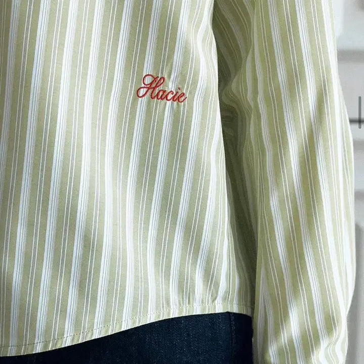 [BUNJANG] HACIE Striped Crop Shirt / HACIE 스트라이프 크롭 셔츠 택포함 새상품