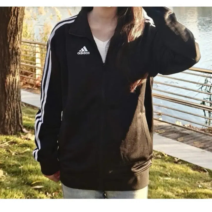 [BUNJANG] Adidas Black &amp; White Firebird Track Top Jacket L / 아디다스 검흰 블랙 화이트 트랙탑 져지 저자 집업 파이어버드 올드스쿨 L