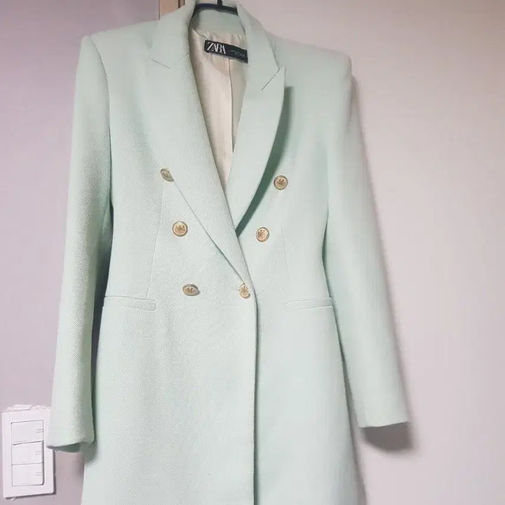 [BUNJANG] ZARA Mint Double-Button Jacket XS / ZARA  자라 브랜드 민트색 더블 버튼 자켓 xs