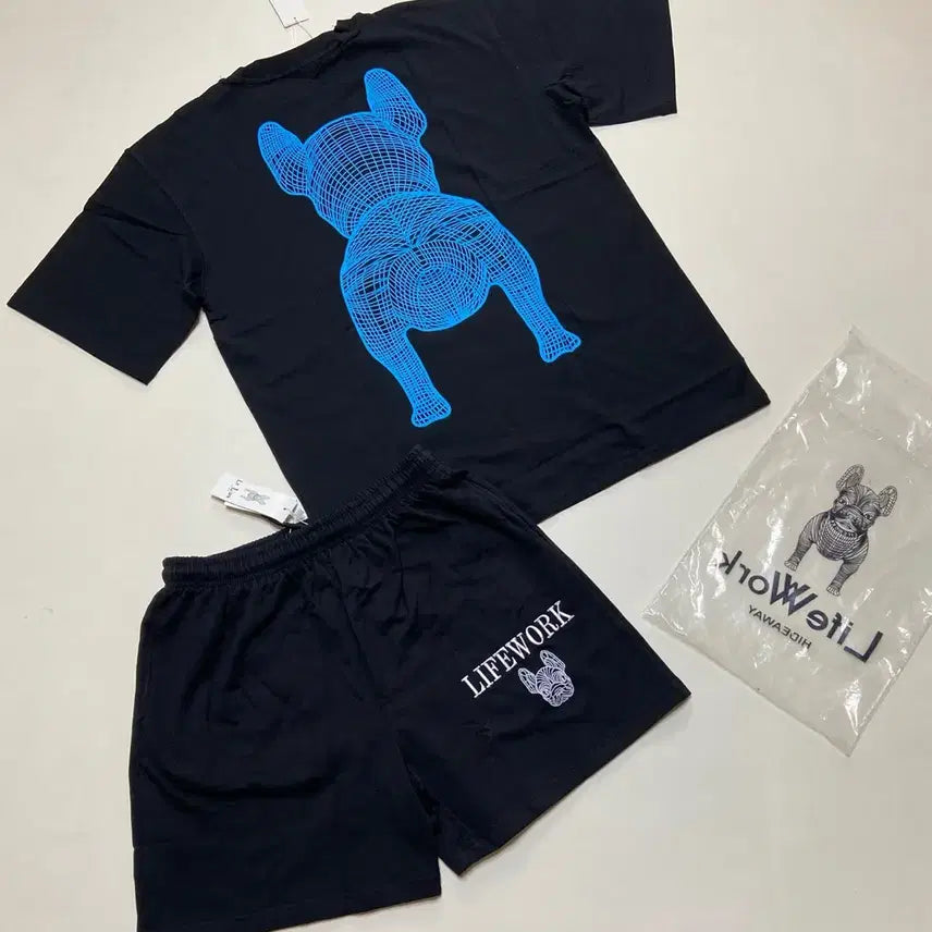 [BUNJANG] Life Work Dog Set - Black - Apparel Set / 라이프워크 강아지 상하의 세트 M(95),  XL(105) 새상품