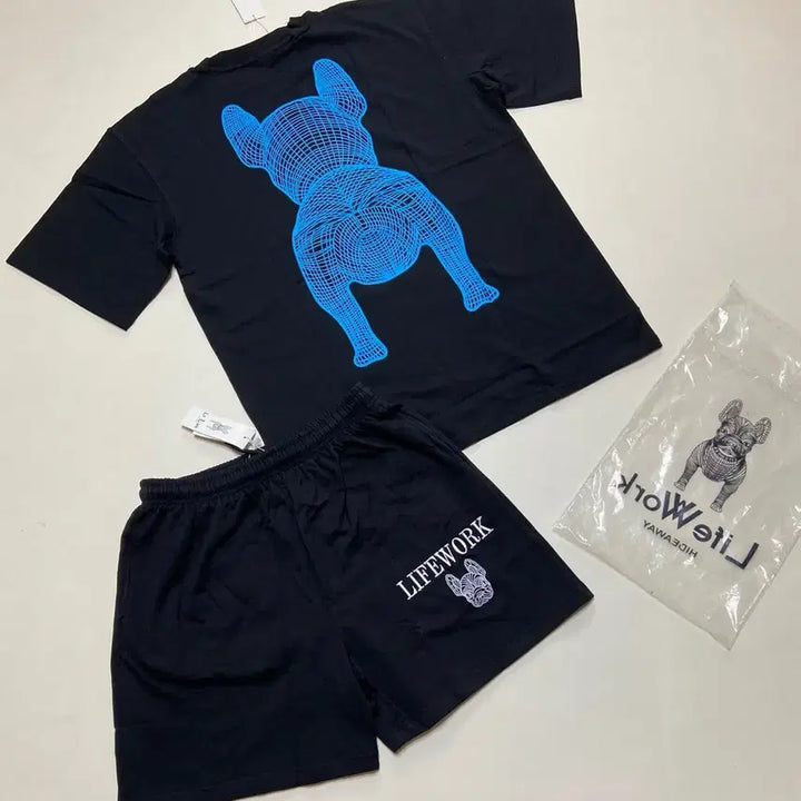 [BUNJANG] Life Work Dog Set - Black - Apparel Set / 라이프워크 강아지 상하의 세트 M(95),  XL(105) 새상품