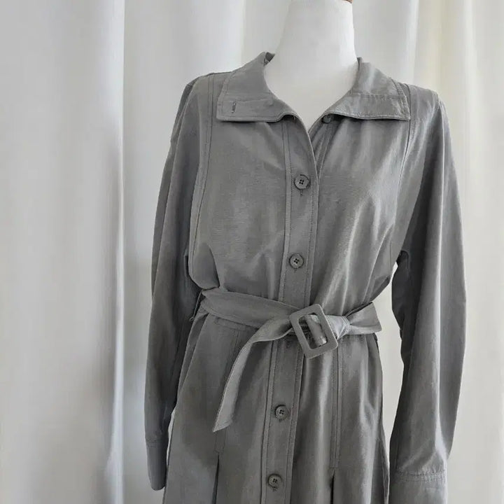 [BUNJANG] SYSTEM Long Shirt Dress Khaki Grey Size 66 / 시스템 셔츠 롱 원피스